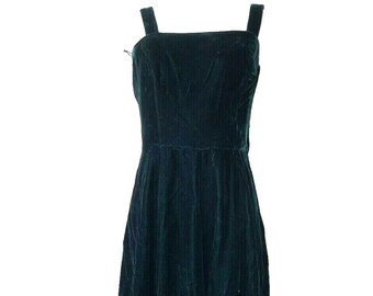 90s Lanz Original Teal Green Velvet Maxi Sheath Dress, Vintage Lanz Fitted Dress, Vintage Size 10 Modern Small