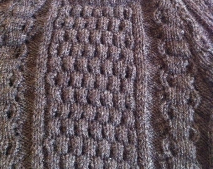 Vintage Hand Knit Sweater Mens Coffee Brown Heather Irish Knit Etsy