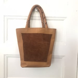 Sac seau fait main avec bretelles tressées et poches, sac fourre-tout en cuir vintage, cadeau de vacances pour elle
