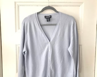 Baby Blue Cashmere Cardigan Sweater Size M, Lands End V Neck Cashmere Sweater