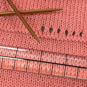 EZ PZ Knitting Gauge Ruler Stitch Magnifier Crazy Cat Designs Made in USA