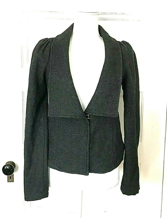 Gray Wool Herringbone Blazer Jacket 