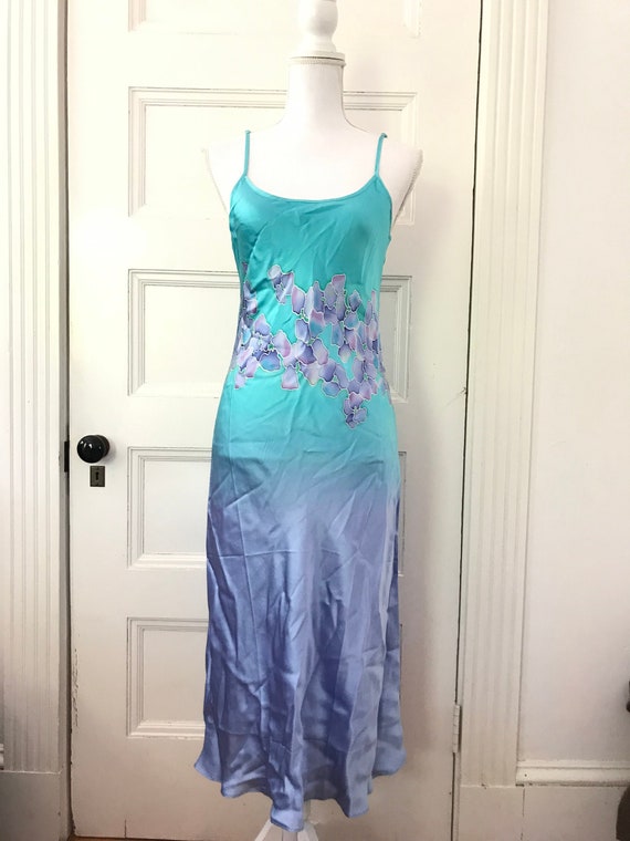 Hand Painted Bias Cut Silk Slip Dress, Hand Painte
