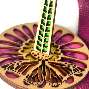Mini porta-filati Lemonwood - Porta-filati portatile da polso a forma di farfalla, regalo per magliai e uncinettatori Monachana, regalo fatto a mano