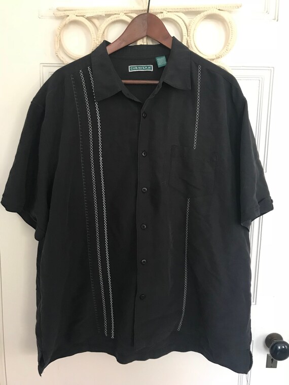 black silk camp shirt