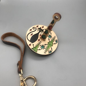 Kitty Kitty Lemonwood Mini Yarn Minder- Black Cat Kitten Portable Wrist Yarn Holder Gift for Knitter Crocheter Cat Lover