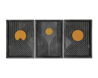 Geometrische Holz Wand Kunst Set - Boho Mid Century Modern Dekor