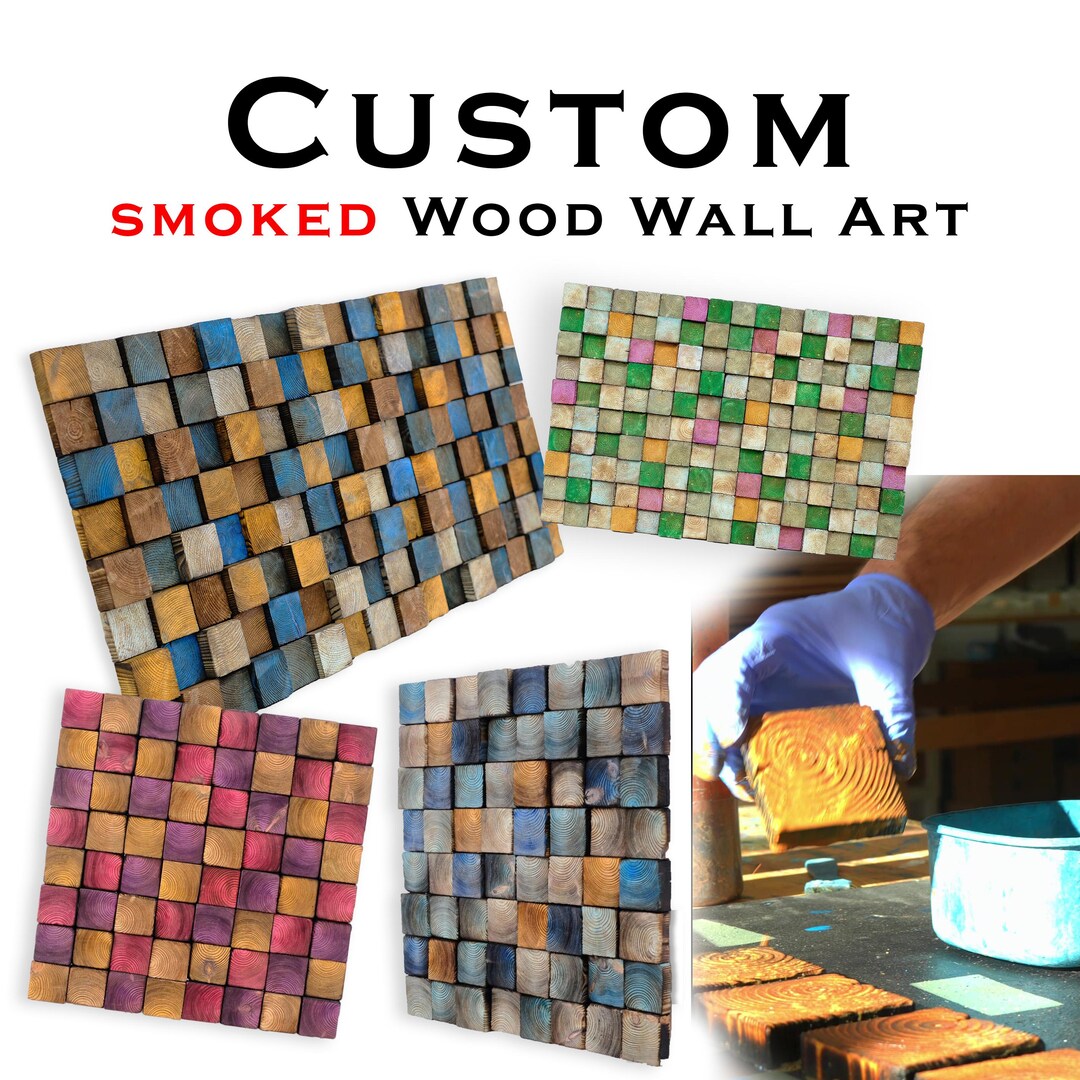 Custom Smoked Wood Mosaic Wall Art – Acoustic Panel, Sound Diffuser - Etsy