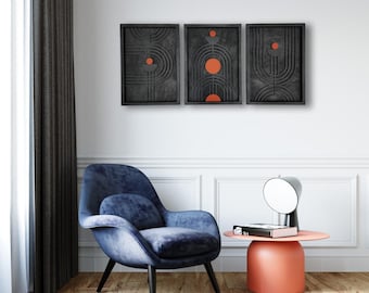 Geometrische Holz Wand Kunst Set - Handgefertigte Boho Decor