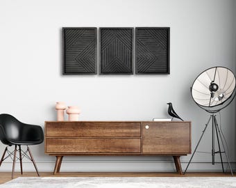 Geometrisches Holz Wand Kunst Set - Modernes Boho Dekor