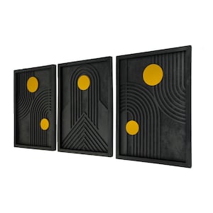 Geometric Wood Wall Art ·GEoSun·  – For living room wall art, boho wall art, mid century wall art, large wood wall art, Bedroom wall art