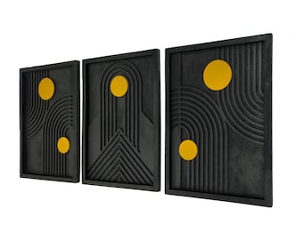 Geometrische Holz Wand Kunst Set • Boho Mid-Century Modern Dekor