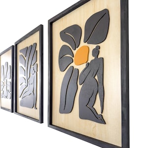 Abstract Wood Wall Art &quot;Women&quot; – For living room wall art, boho wall art, mid century wall art, large wood wall art, japandi wall art