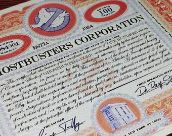 Ghostbusters Corporation Fantasy Stock Certificate