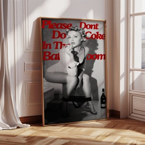 please dont do coke in the bathroom, bathroom wall decor, Cute bathroom prints, girly bathroom prints, Retro prints, digital prints
