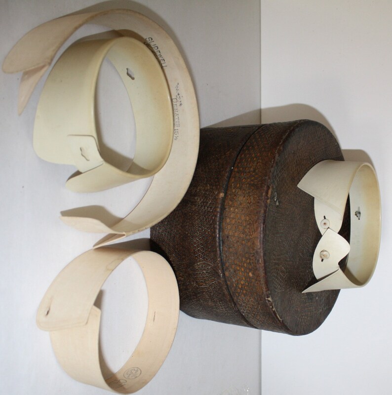 Antique 1910 mens Collar Box cuff box with one collar Etsy