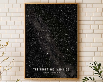 Custom Star Map Print ~ 1st Wedding Anniversary Paper Gift ~ Personalized Night Sky Wall Art ~ Special Gift For Husband ~ The Day You Became