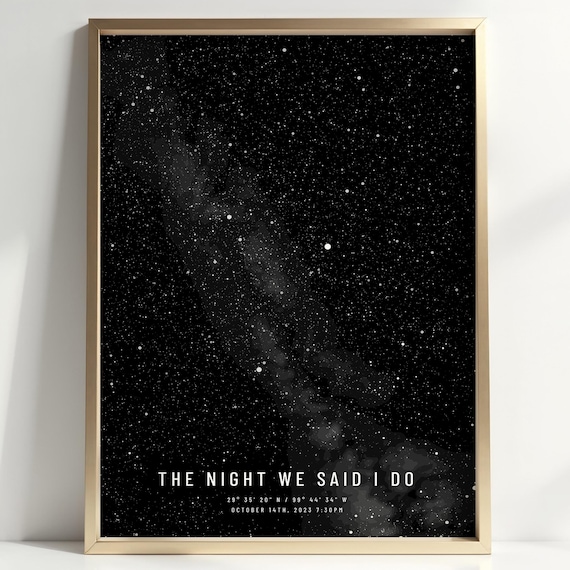 Custom Star Map • Paper Anniversary Gift For Him • Wedding Date Night Sky Print • Constellation Poster • 1st Anniversary For Husband
