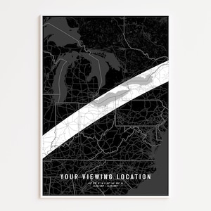 Spersonalizowany plakat pamiątkowy z mapą zaćmienia Słońca w 2024 roku