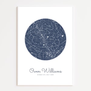 Personalized Baby Star Map, Custom Birth Night Sky Print, Newborn Nursery Wall Art, Baby Name & Date Keepsake, Infant Baby Star Poster