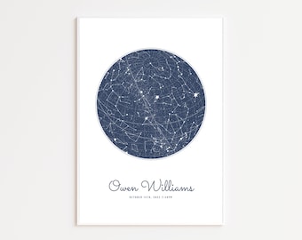 Personalized Baby Star Map, Custom Birth Night Sky Print, Newborn Nursery Wall Art, Baby Name & Date Keepsake, Infant Baby Star Poster