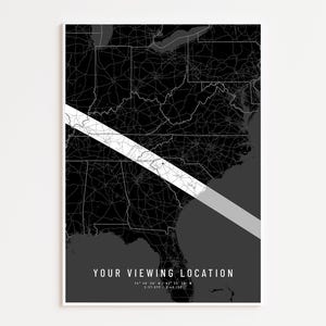 Custom 2017 Solar Eclipse Map Print, Personalized Coordinates Wall Art, Astronomy Gift, Unique Space Decor, Personalized Viewing Location