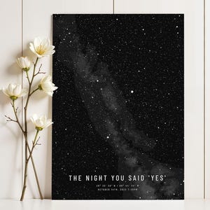 Verlobung Nacht Sternenkarte, personalisierter Vorschlag Geschenk für Sie, Einzigartiges Nachthimmel Milchstraße Poster, Minimal Boho Space Art Celestial Decor