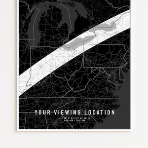 Impression personnalisée de carte de l'éclipse de soleil de 2024, affiche personnalisée de souvenir de lieu, cadeau de l'éclipse américaine, pour les amoureux de l'espace, décoration d'intérieur, art mural