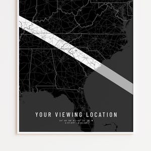 Impresión personalizada del mapa del eclipse solar de 2017, póster de recuerdo de ubicación personalizado, gran regalo del eclipse estadounidense para los amantes del espacio, decoración del hogar, arte de pared