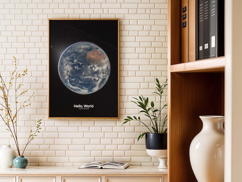 NASA Artemis II "hello World" Space Photo Print ~ Earth Night Print ...