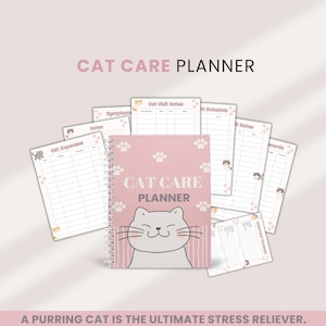 Cat Care Planner Printable | Pet Care Printable Planner | Printable Cat Journal | Cat Care Sheets | Cat Calender | Cat lover gift