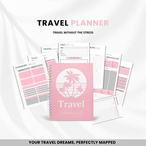 Travel Planner Printable | Travel Planner Template | Digital Travel Planner | Trip Planner | Travel checklist | Travel Itinerary | Canva