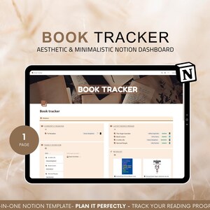 Notion Book Tracker | Book tracker | Reading Tracker | Notion Tracker | Book Organization | Notion Template | Book log | Notion Planner