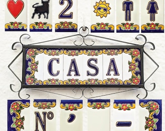Ceramic letters and numbers 7.5cm. (3&quot;) for the wall - Enameled letters and numbers - Model &quot;MARBELLA Mini&quot; - Ceramic letters numbers -