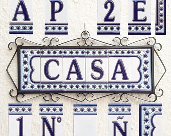 Ceramic letters and numbers 11cm. (4.3&quot;) for the wall - Hand-glazed in Spain - &quot;MALAGA&quot; models - Ceramic letters number -