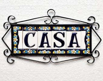 Ceramic letters and numbers 7.5cm. (3&quot;) for the wall - Enameled letters and numbers - Model &quot;ARTECER AZUL&quot; - Ceramic tile letters numbers