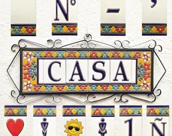 Ceramic letters and numbers 11cm. (4.3&quot;) for the wall - Hand-glazed in Spain - Models &quot;SEVILLA&quot; - Ceramic letters number -