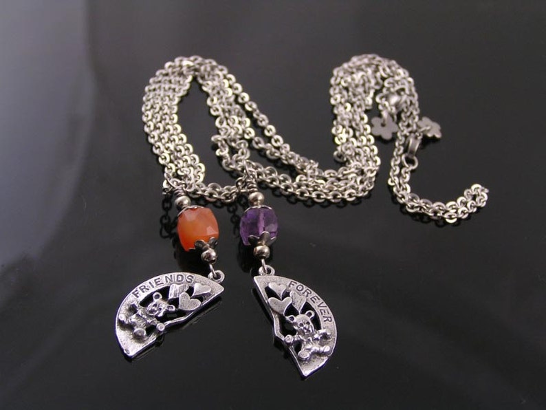 Collier Amitié BFF 4 Pièces LENTQIUTT - Alliage Sans Nickel - Pierres Précieuses - Cadeau Filles 52cm