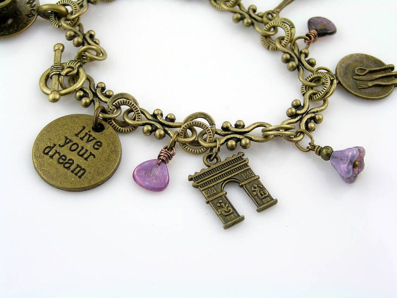 Charm Bracelet Live your Dream Paris Charm Bracelet Bead Etsy