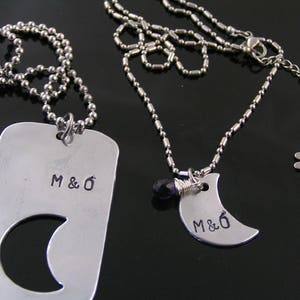 Matching Couple Necklaces with Crescent Moon, Boyfriend Girlfriend Jewelry, Pendants fit together, Couple Gifts, N1484 image 10