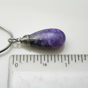 Charoite Necklace, Purple Gemstone Jewelry, Purple and Silver Necklace, N2266 image 3