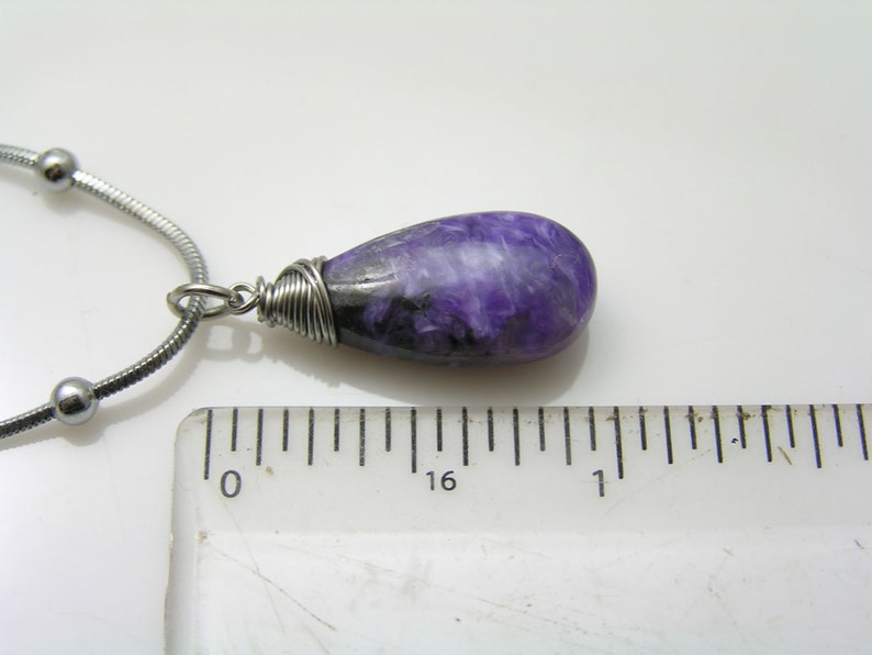 Charoite Necklace, Purple Gemstone Jewelry, Purple and Silver Necklace, N2266 image 3