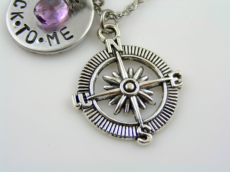 Compass Necklace With Birthstones 2 Matching Necklaces Etsy Australia
