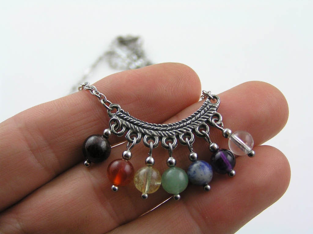 Chakra Necklace Gemstone Necklace in Chakra Colors Gem Etsy Australia