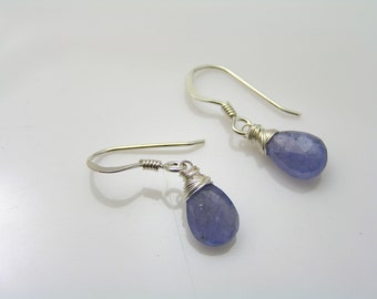 Tanzanite Earrings in Sterling Silver, Handmade, Gemstone Jewelry, Gift for Women, Tanzanite Crystal, E2445