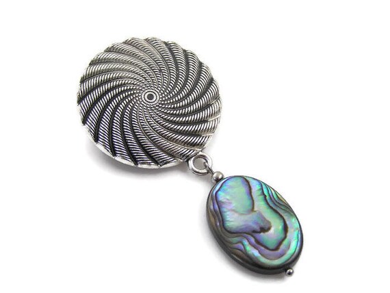Polar Bear Pendant Necklace on Pink Cord Beautiful Abalone Paua Shell Bear