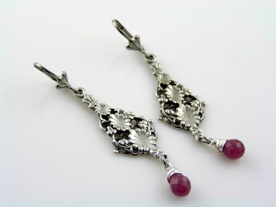 Pink Sapphire Earrings Chandelier Earrings With Sapphire - Etsy Australia