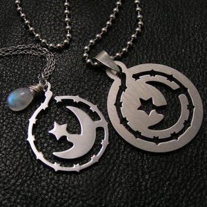 Matching Couple Necklaces with Crescent Moon, Boyfriend Girlfriend Jewelry, Pendants fit together, Couple Gifts, N1484 image 3