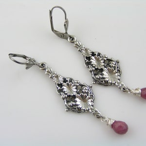 Pink Sapphire Earrings Chandelier Earrings With Sapphire - Etsy Australia