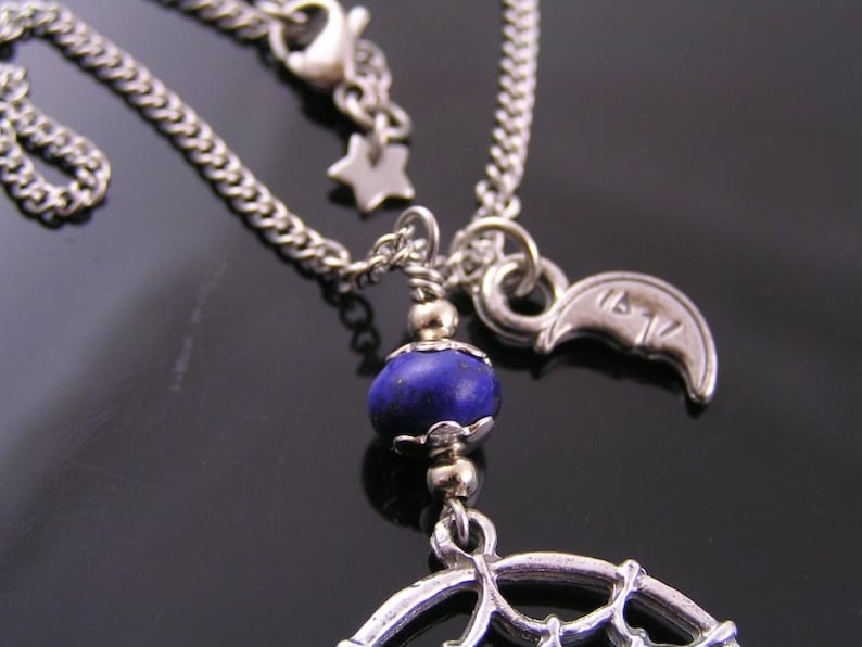 Dream Catcher Necklace With Lapis Lazuli and Rhodochrosite - Etsy